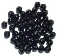 50 8mm Opaque Black Round Fluted Glass Melon Beads